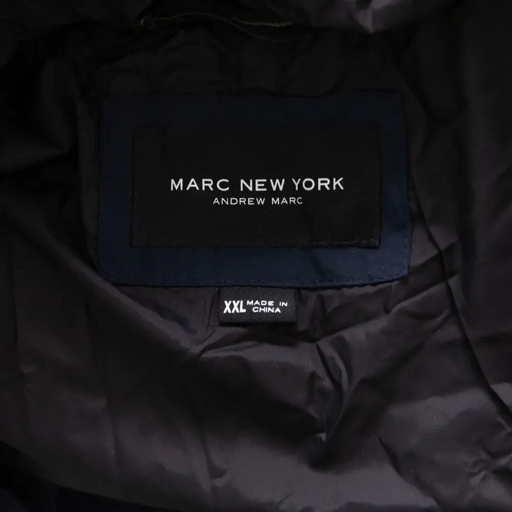 Andrew Marc Men Mid Length Water Resistant Crinkle Down Jacket Ink Size XXL